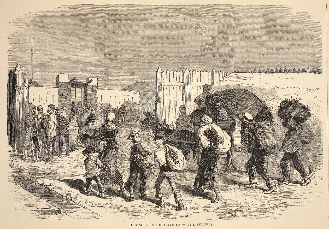 Portando verdure dai sobborghi, illustrazione da Cassells History of the War between France and Germany, 1870-1871 da French School