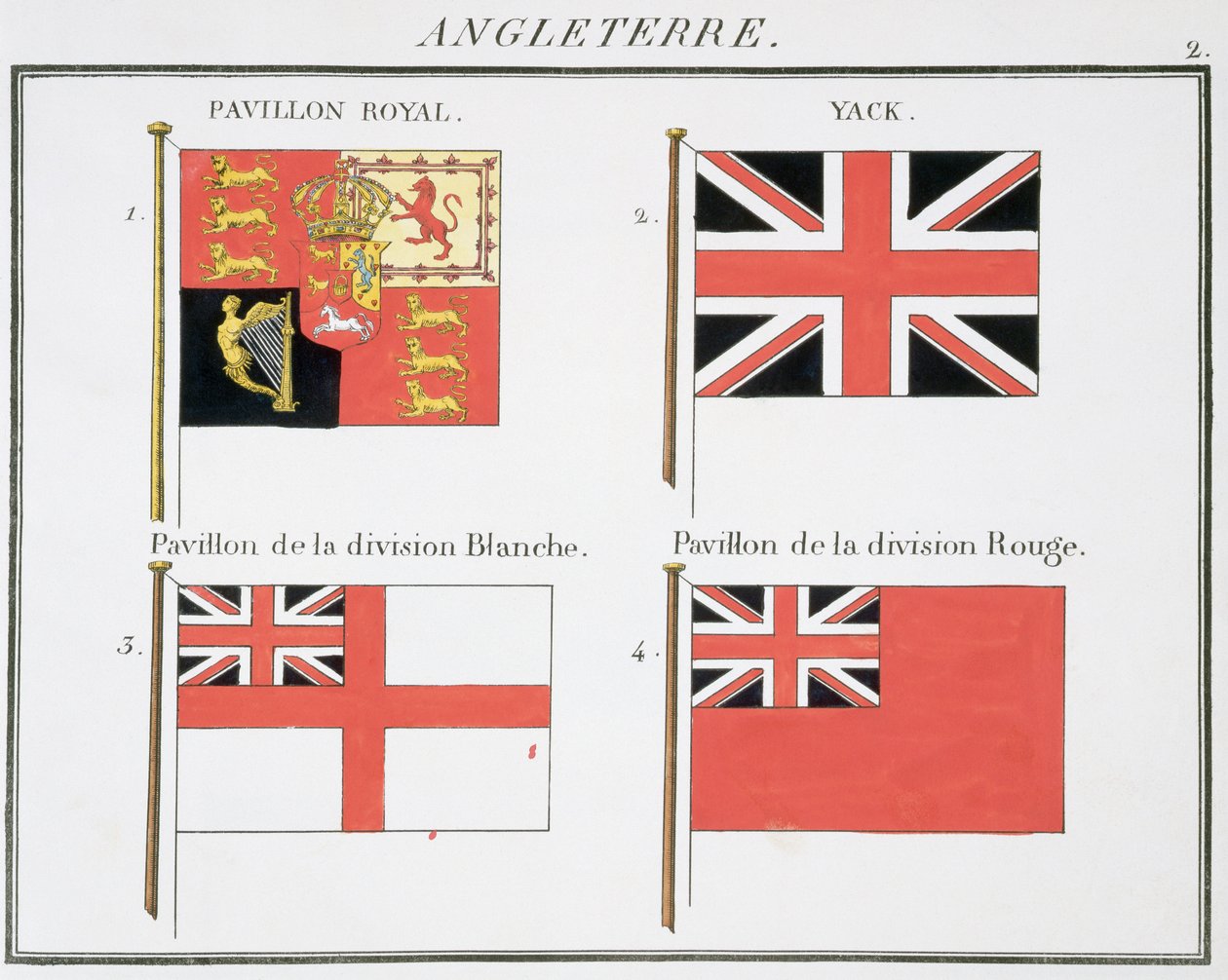 Bandiere marittime britanniche, da un libro francese delle bandiere, c.1819 da French School