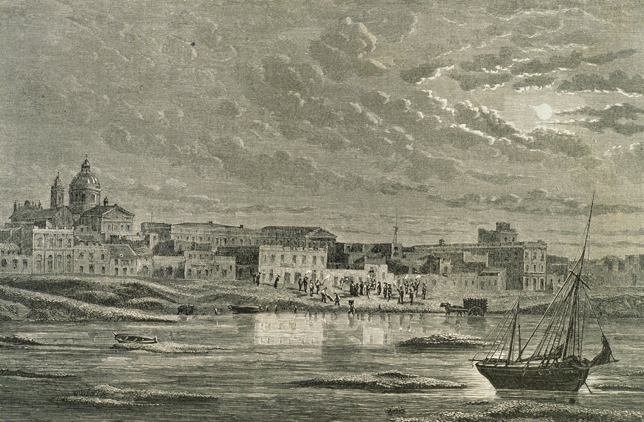 Buenos Aires negli anni 1860 (incisione) da French School