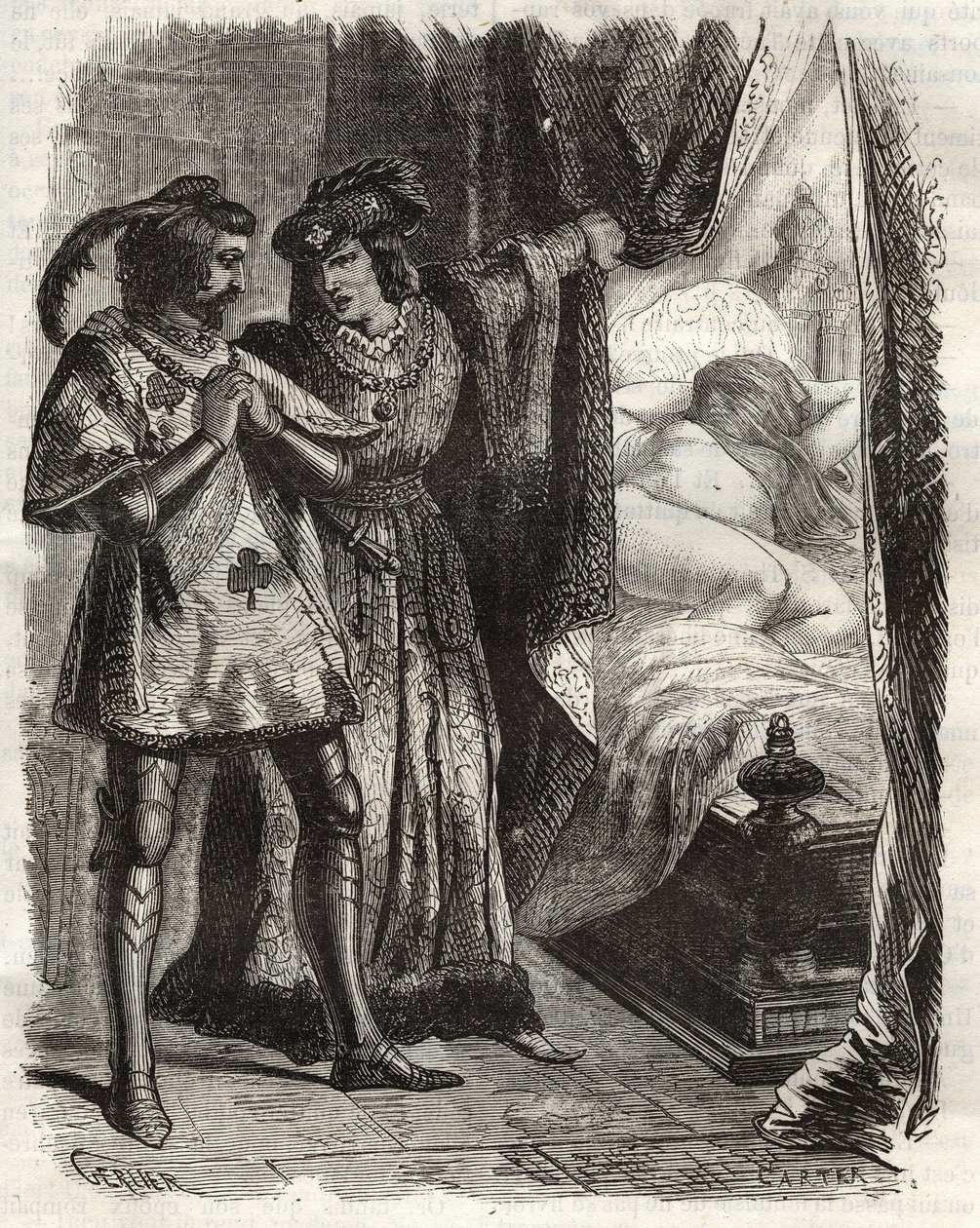 Sollevando una porta, mostrò al marito la propria moglie sdraiata nuda. Luigi I di Valois, duca d