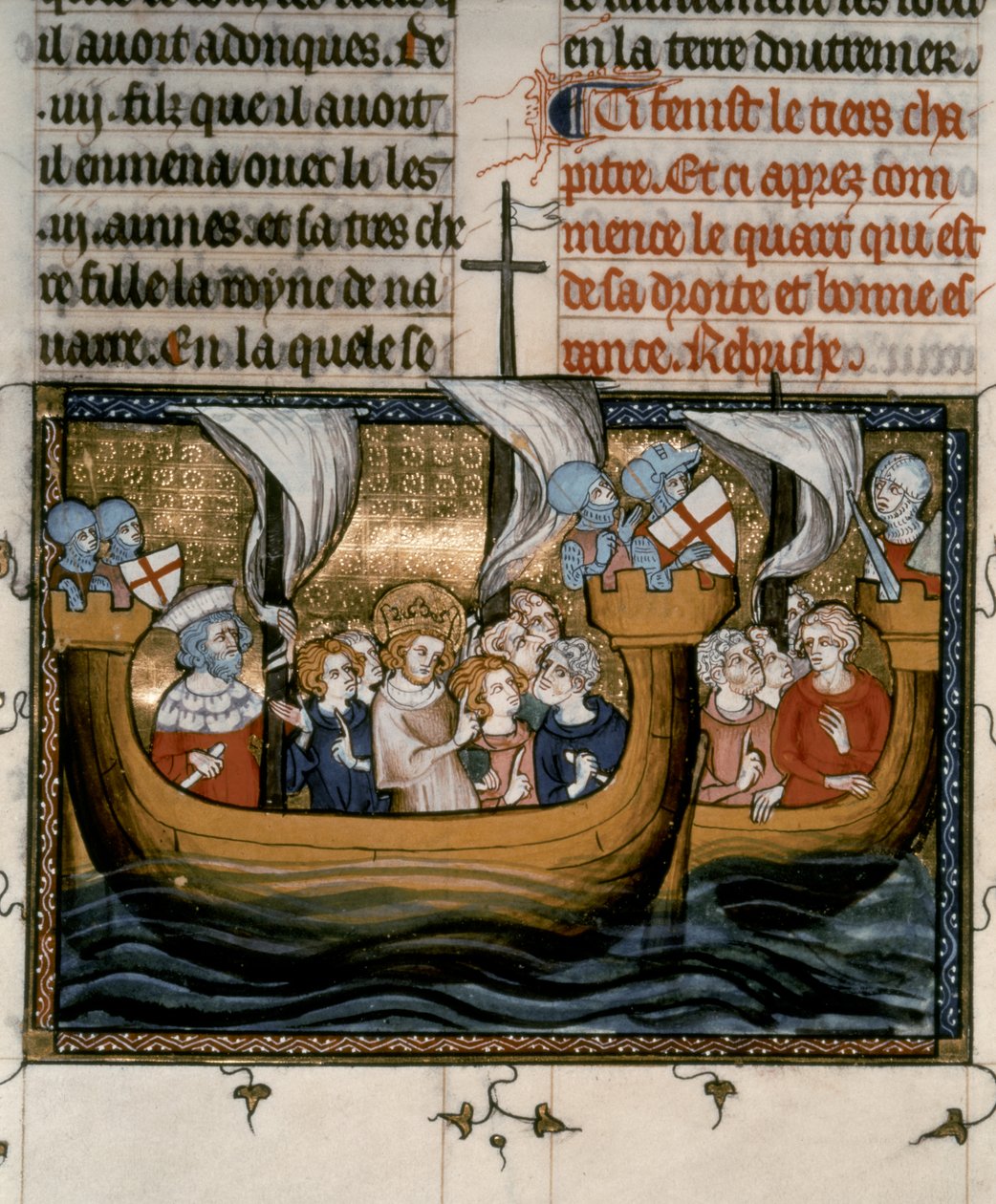 CROCIATA Settima: Luigi IX parte per la 7ª Crociata (1248-54) da French School