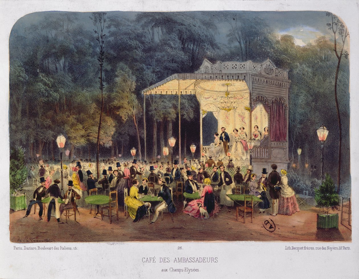 Cafe des Ambassadeurs, Champs-Elysees, c.1850 da French School