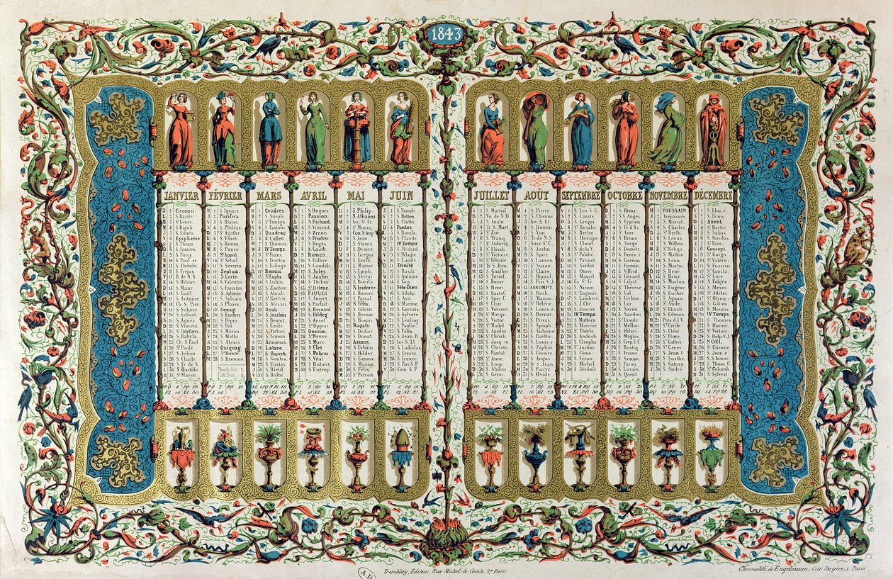 Calendario per il 1843 da French School
