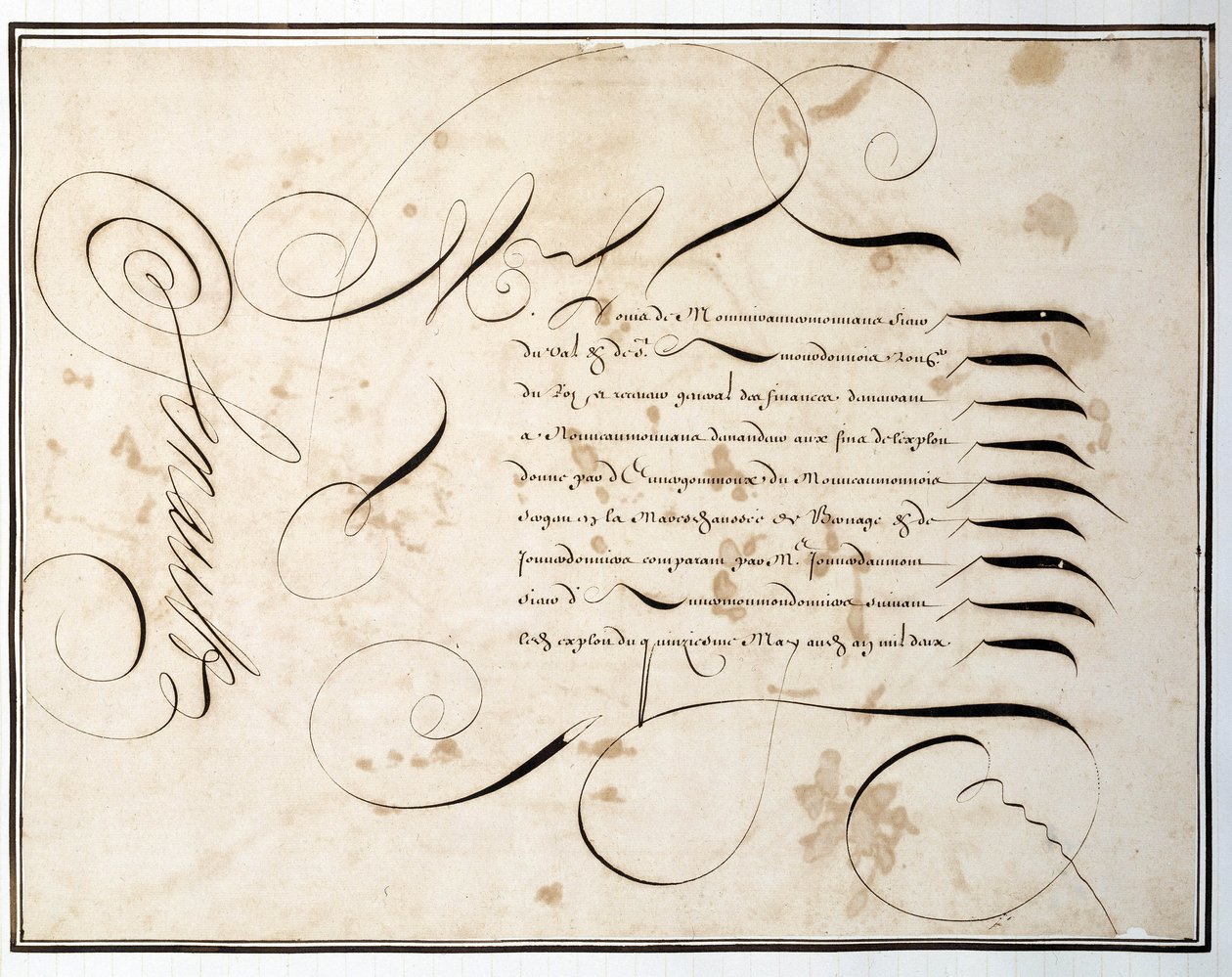 Calligrafia: Carta manoscritta di tondo finanziario intorno alla seconda metà del XVII secolo da Louis Senault da French School