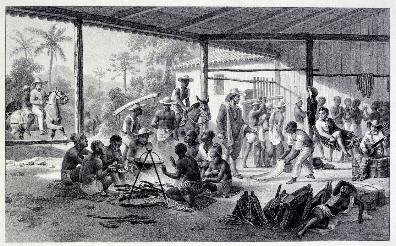 Campo di negri in Brasile. Incisione del XIX secolo da French School