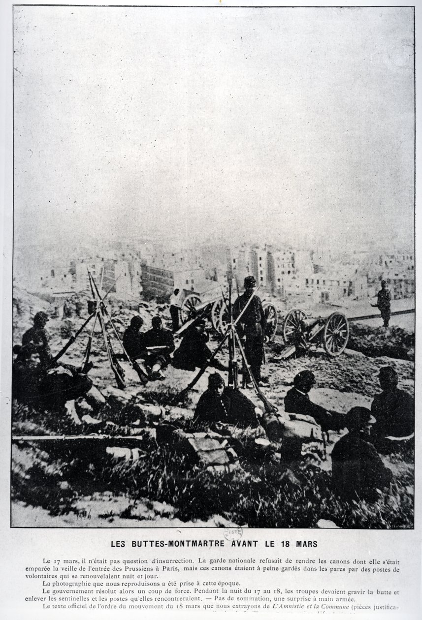 Cannoni sulle Buttes-Montmartre alla vigilia del 18 marzo 1871 (foto in bianco e nero) da French School