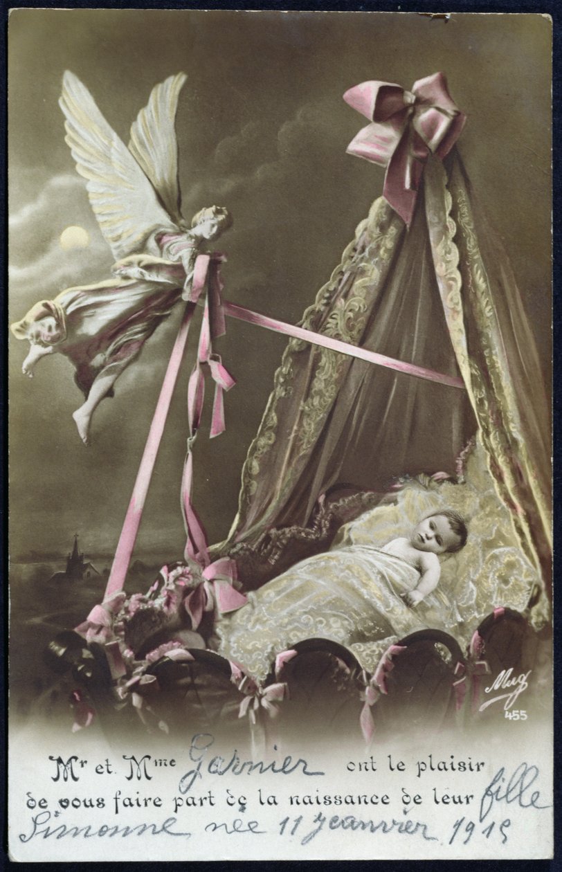 Cartolina che annuncia la nascita di un bambino, 11 gennaio 1915 da French School