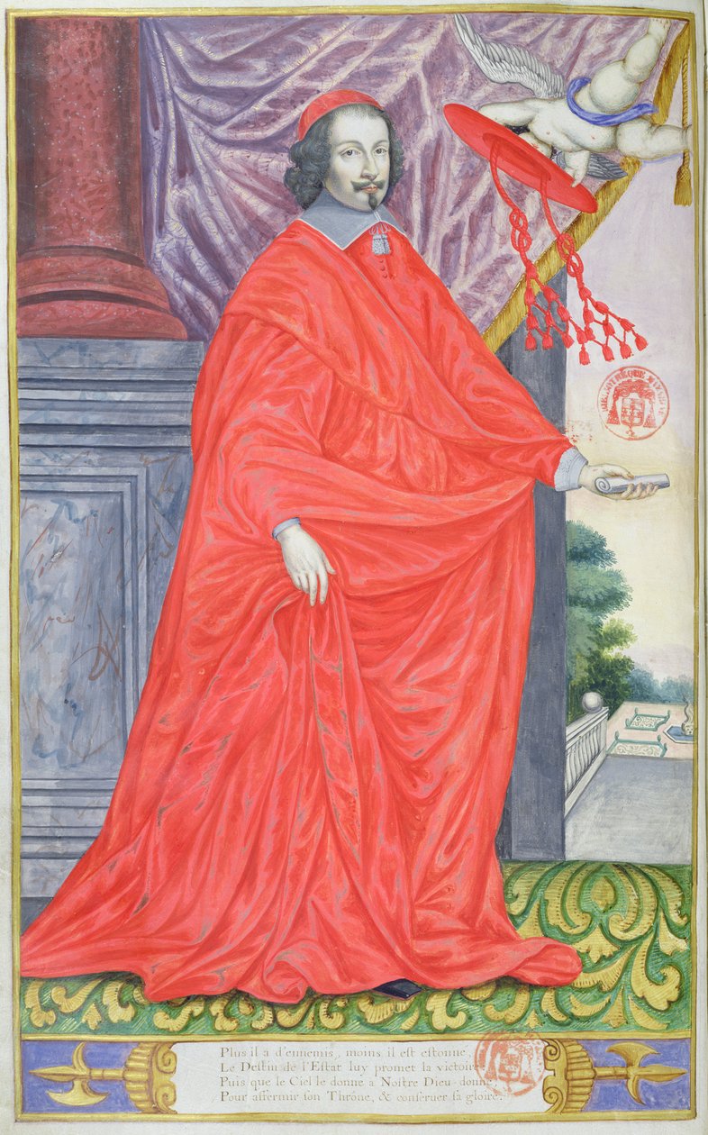 Cardinale Mazarin, illustrazione da Les Panegyriques des Hommes Illustres de Notre Siecle di Puget de la Serre, 1655 da French School