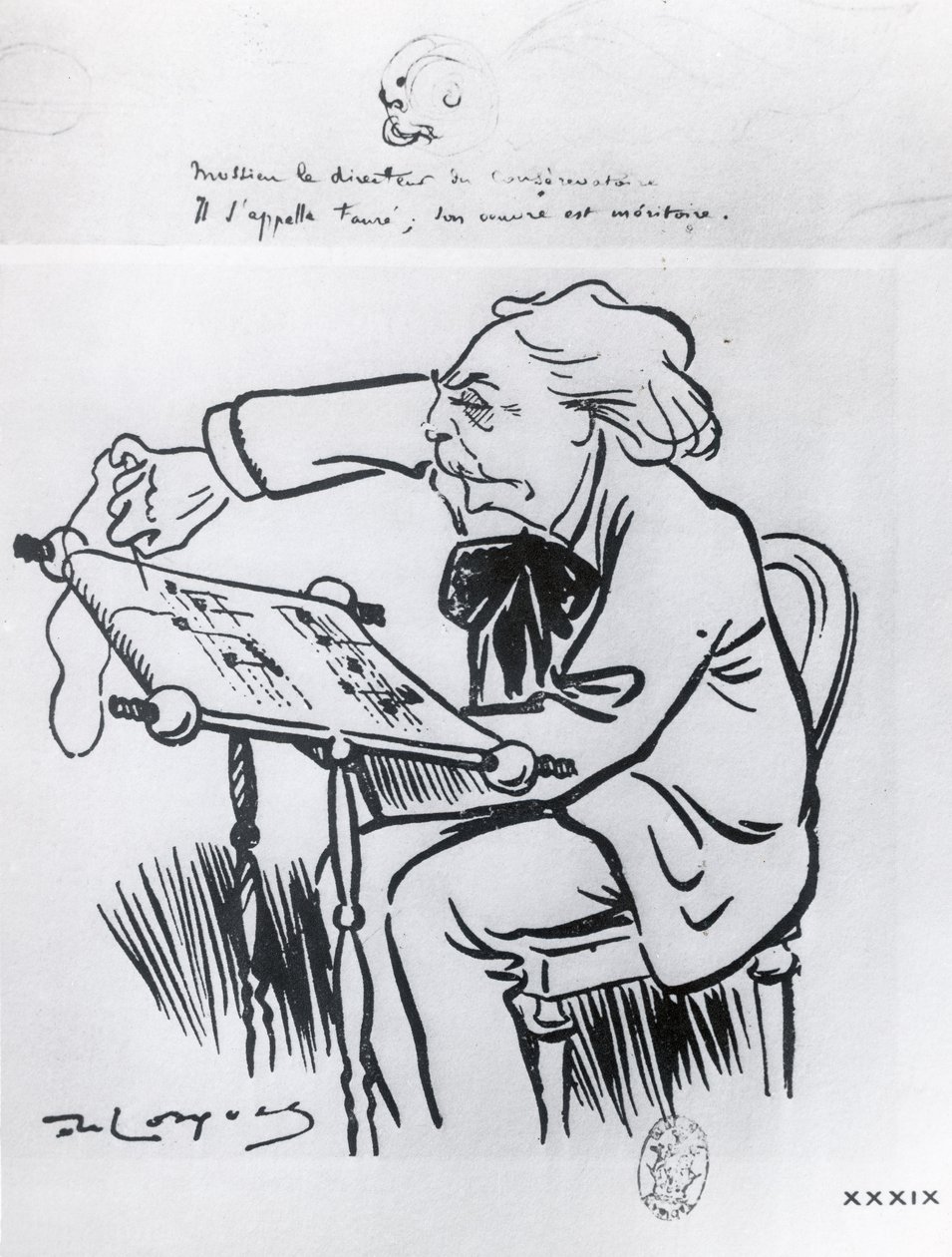 Caricatura di Gabriel Fauré (1845-1924) da French School