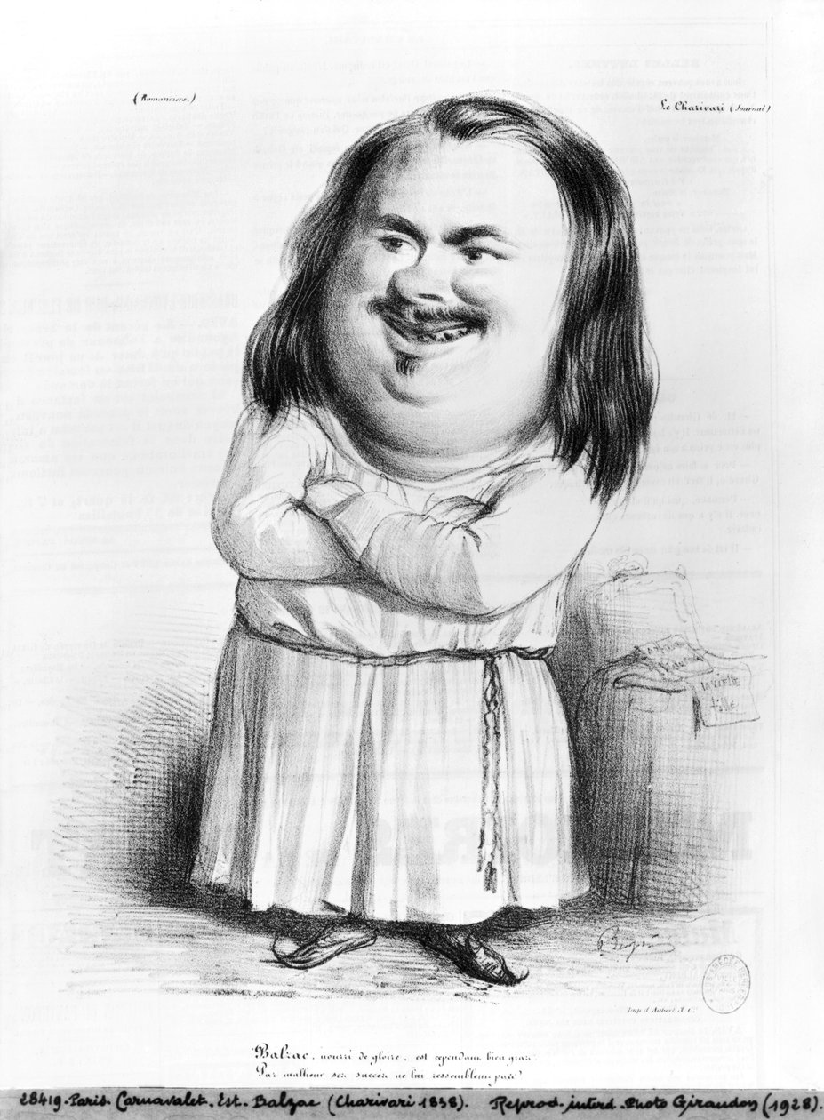 Caricatura di Honoré de Balzac, illustrazione da 