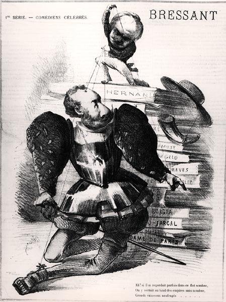 Caricatura di Jean Baptiste Francois Bressant come Don Carlos in 