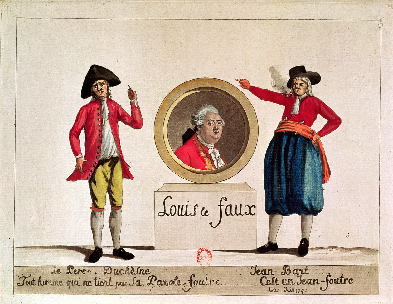 Caricatura di Luigi XVI, Louis le Faux, da Le Pere Duchesne, giugno 1791 da French School