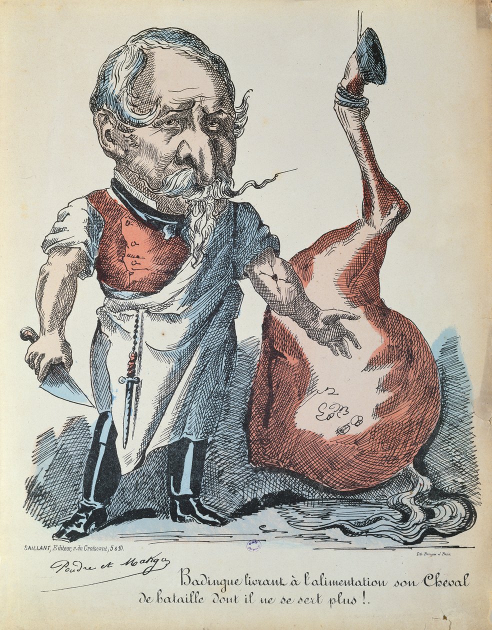 Caricatura di Napoleone III (1808-73) come macellaio di cavalli durante ...