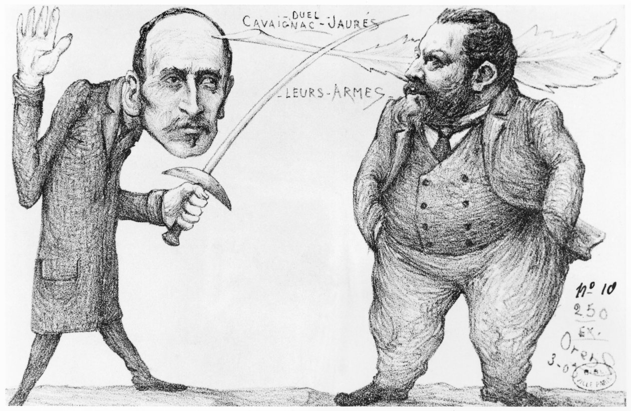 Caricatura di un duello tra Godefroi Cavaignac e Jean Jaures, 1898 da French School