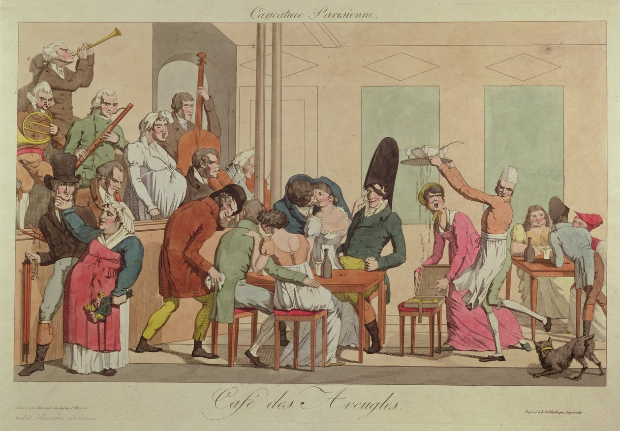 Caricatura del Cafe des Aveugles, c.1800 da French School