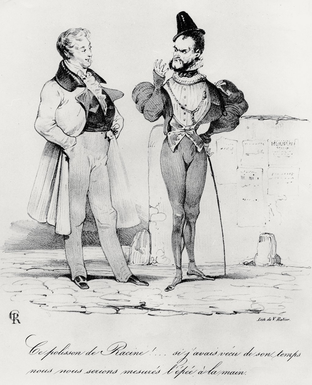 Caricatura dei drammi romantici al tempo di Hernani di Victor Hugo (1829) da French School