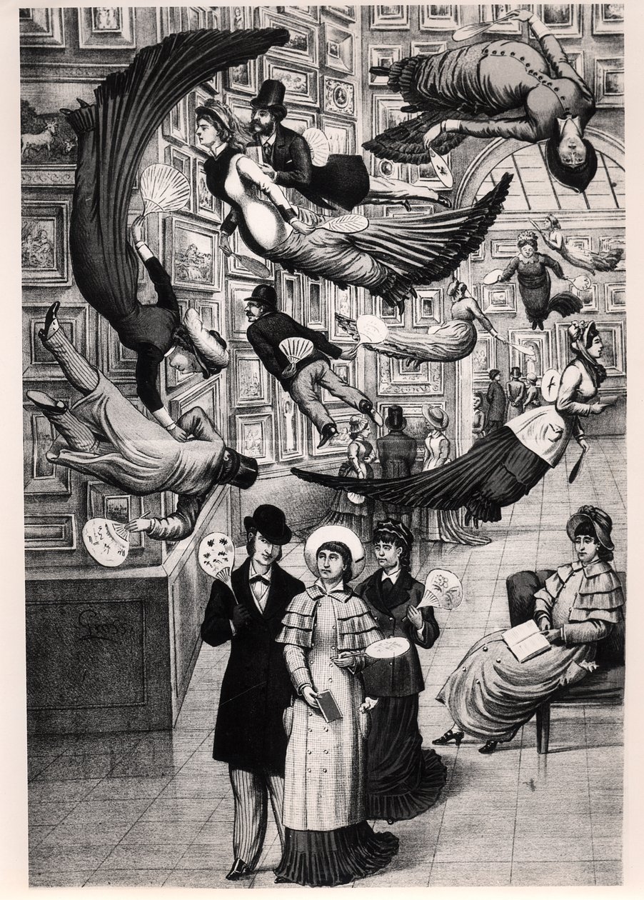 Caricatura dei visitatori del Salon di Parigi del 1880 da French School