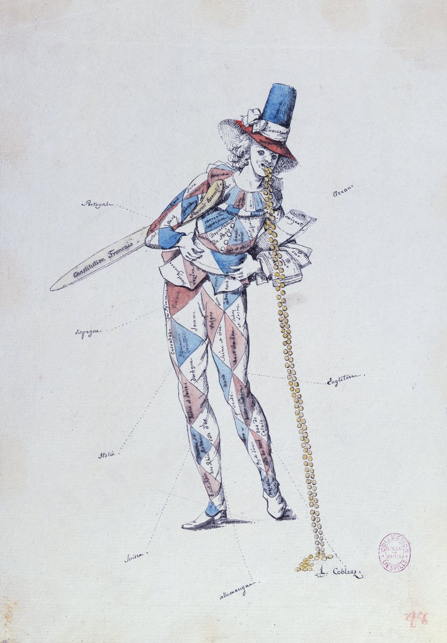 Caricatura satirica degli emigrati aristocratici francesi, c.1792 da French School