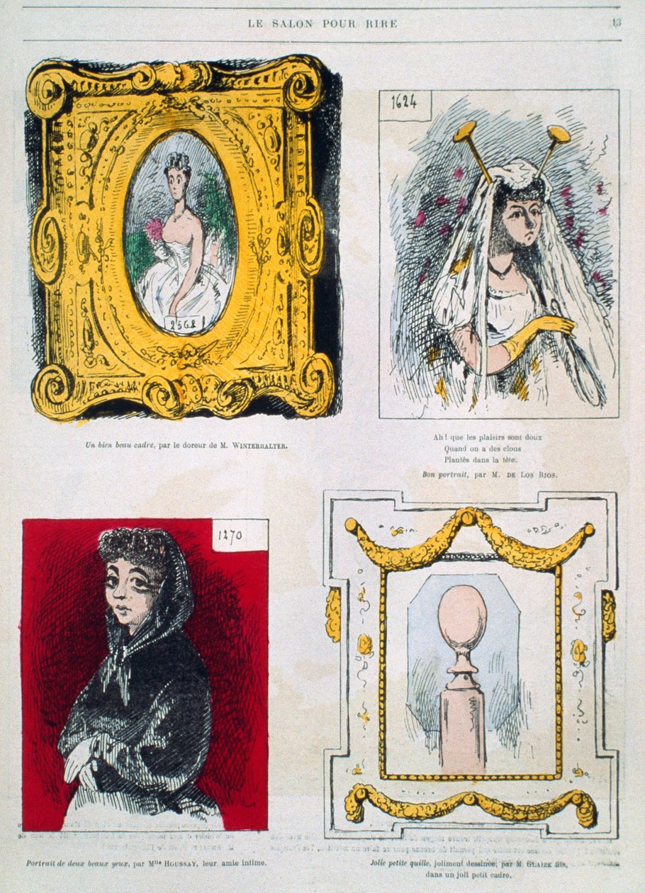 Caricature di pittori, Franz Xavier Winterhalter, Glaize Fils, illustrazione da Le Salon pour Rire da French School