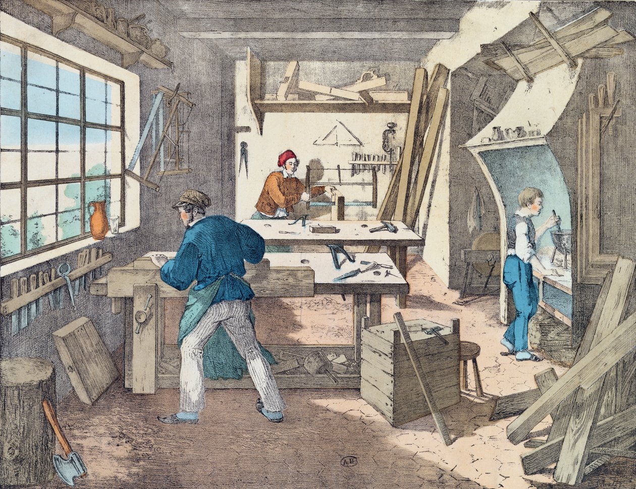 Officina dei falegnami, c.1860 da French School