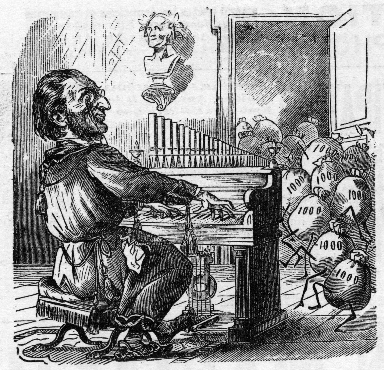 Cartone animato del compositore tedesco Richard Wagner da French School