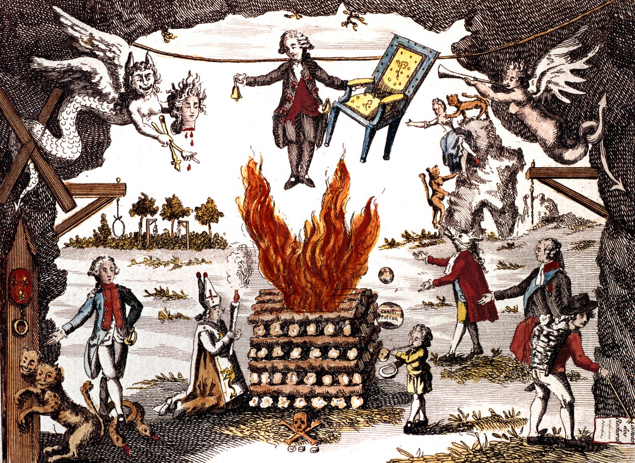 Caricatura di Mirabeau, che presiede il Club dei Giacobini, 1789 da French School