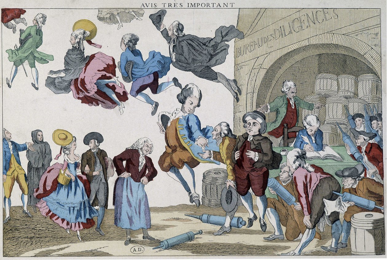 Caricatura sulle Diligenze Aeree da French School