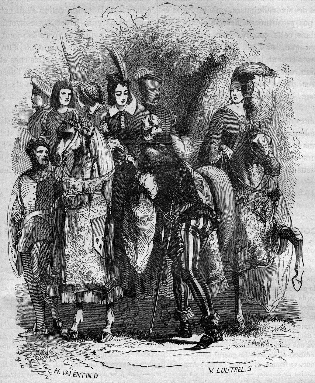 Caso della Torre di Nesle: la principessa Margherita di Borgogna (1290-1315) e le sue due sorelle (Jeanne e Blanche) accusate di adulterio - Incisione in 