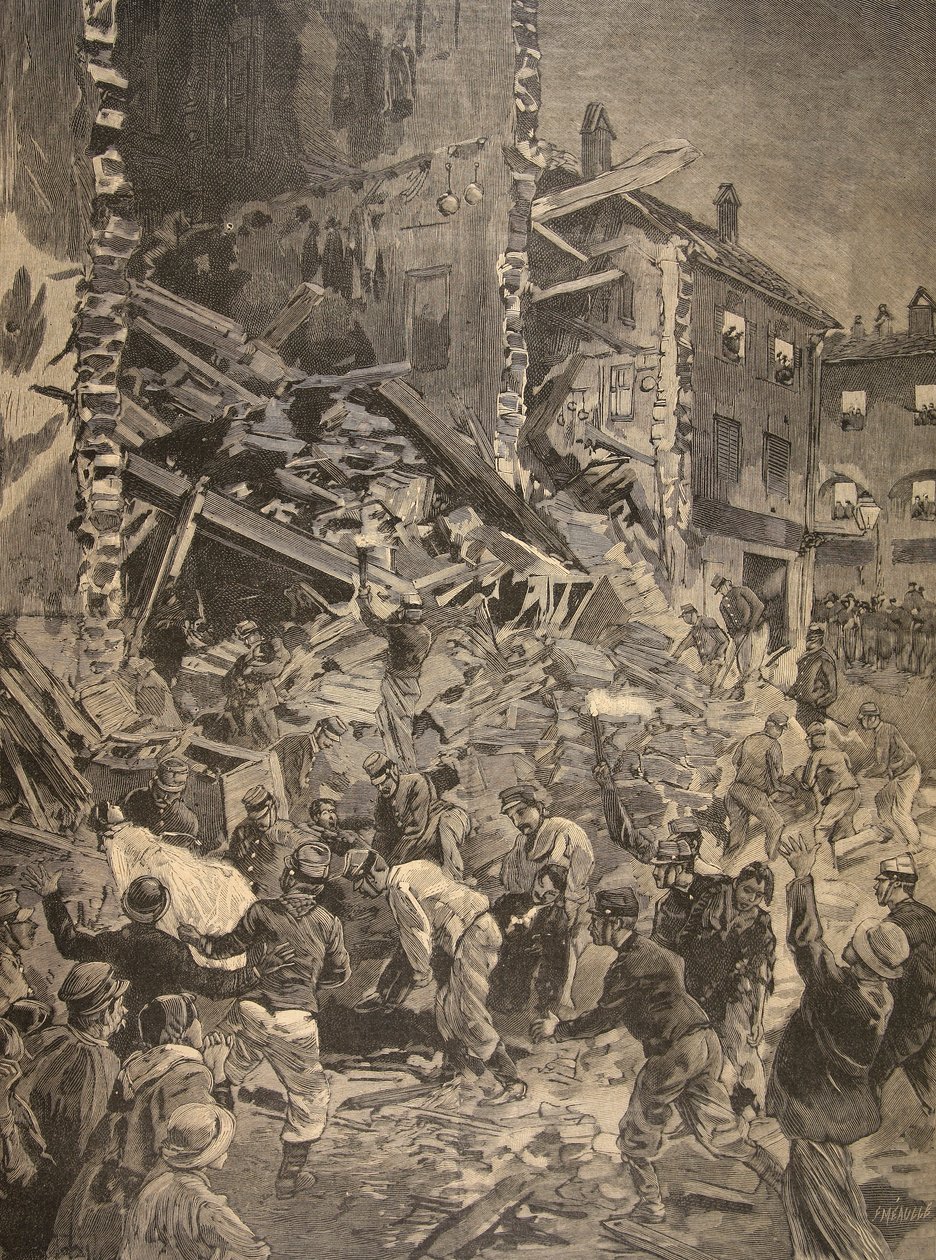 Catastrofe a Biot, illustrazione da Le Petit Journal: Supplement illustre, 1898 da French School