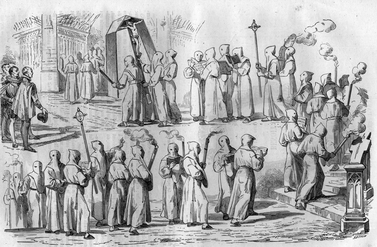 Divertimenti e superstizioni cattoliche. Processione dei Penitenti durante l