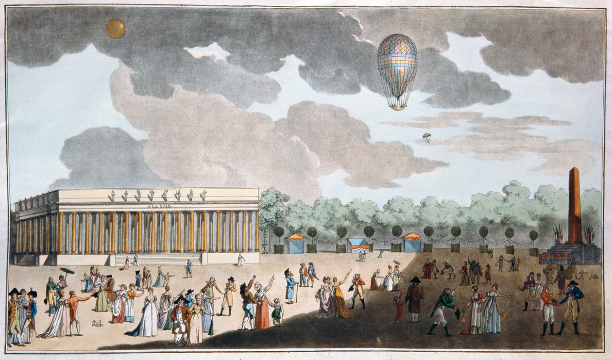 Celebrazione del Giorno della Bastiglia, 14 luglio sugli Champs Elysees, Parigi nel 1801 da French School