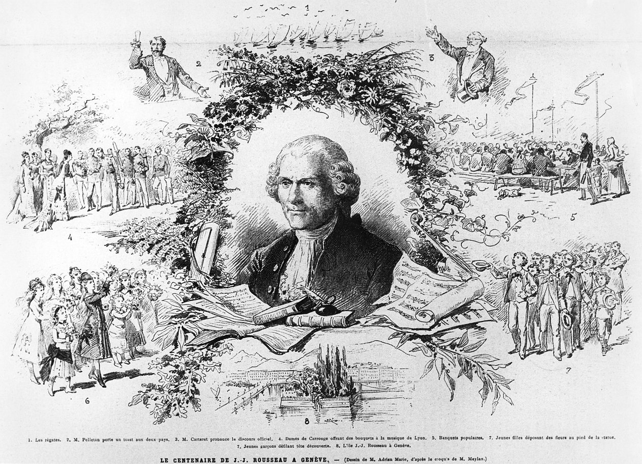 Celebrazioni a Ginevra per il centenario della morte di Jean-Jacques Rousseau, illustrazione da Le Monde Illustré, 1878 da French School