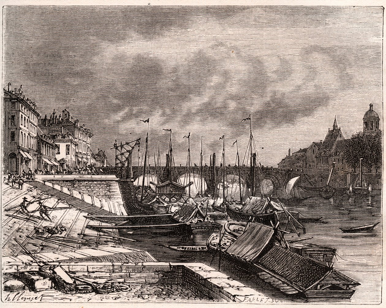 Chalon-sur-Saône - Saône-et-Loire - incisione in "La France illustrée: géographie, histoire, administration statistique" di V.A. Malt-Brown. 1884 da French School