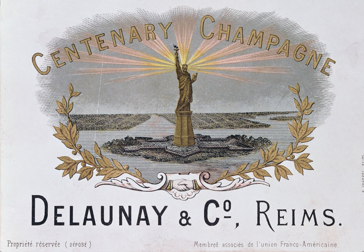 Etichetta di champagne della casa Delaunay & Co. che celebra il centenario dell