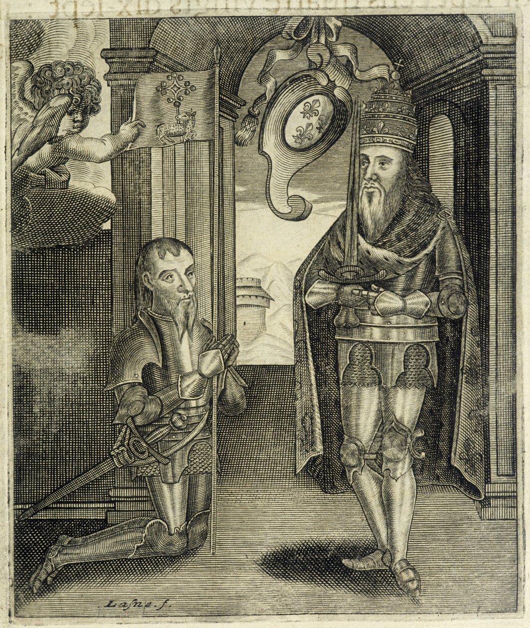 Carlo Magno e il conte di Tolosa Torsin (o Chorson) - in "Histoire des Comtes de Toulouse" di Guillaume de Catel, Tolosa da French School