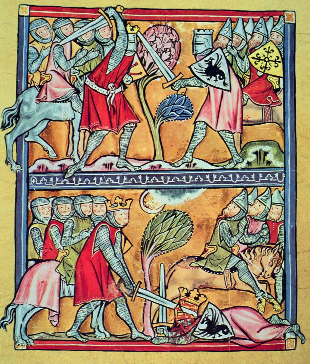 Carlo Magno e i suoi paladini in battaglia contro i saraceni, miniatura da 