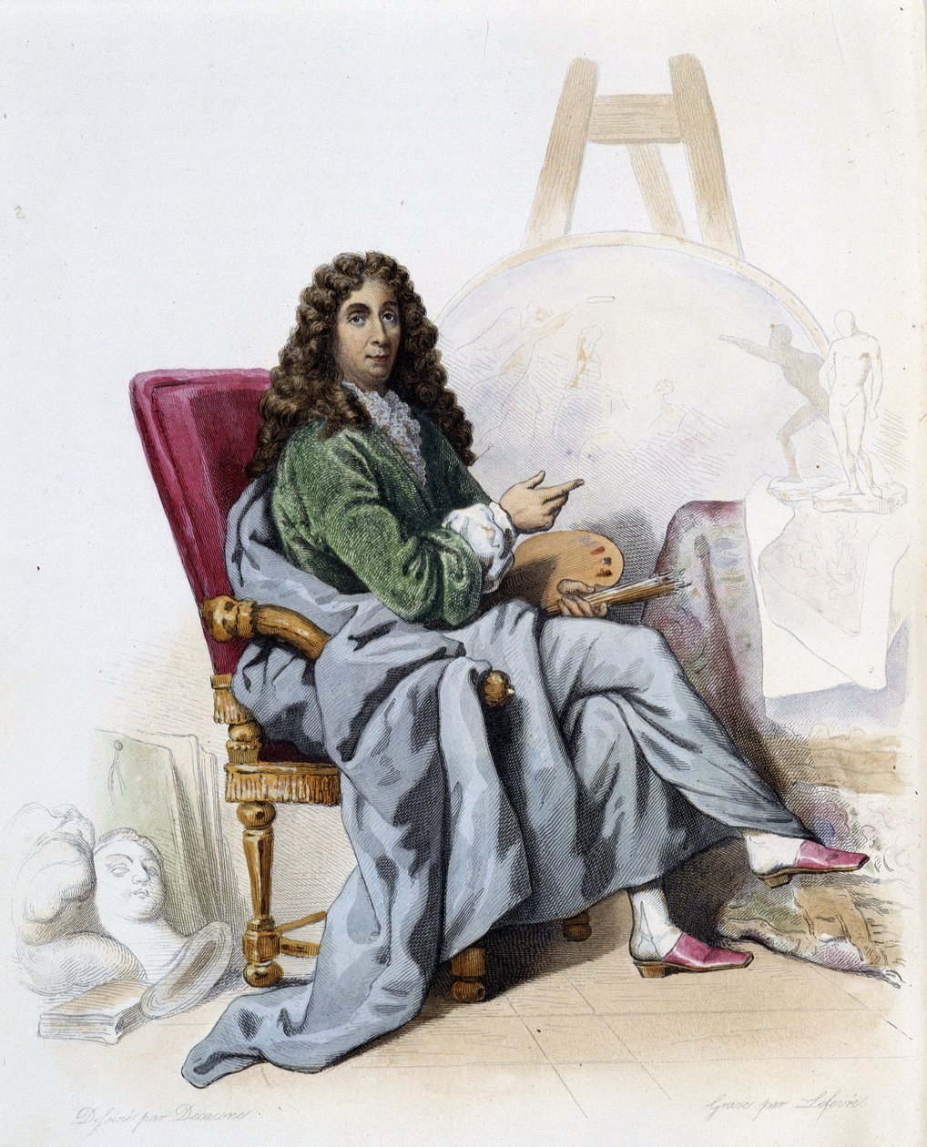 Charles Lebrun (Le Brun) (1619-1690) pittore e decoratore francese - in "Le Plutarque francais", di Mennechet, Parigi da French School