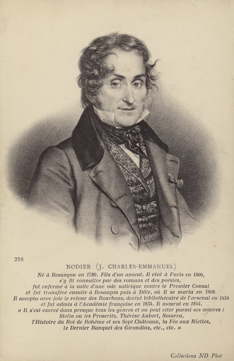 Charles Nodier (1780-1844), romanziere e scrittore francese di racconti (litografia) da French School