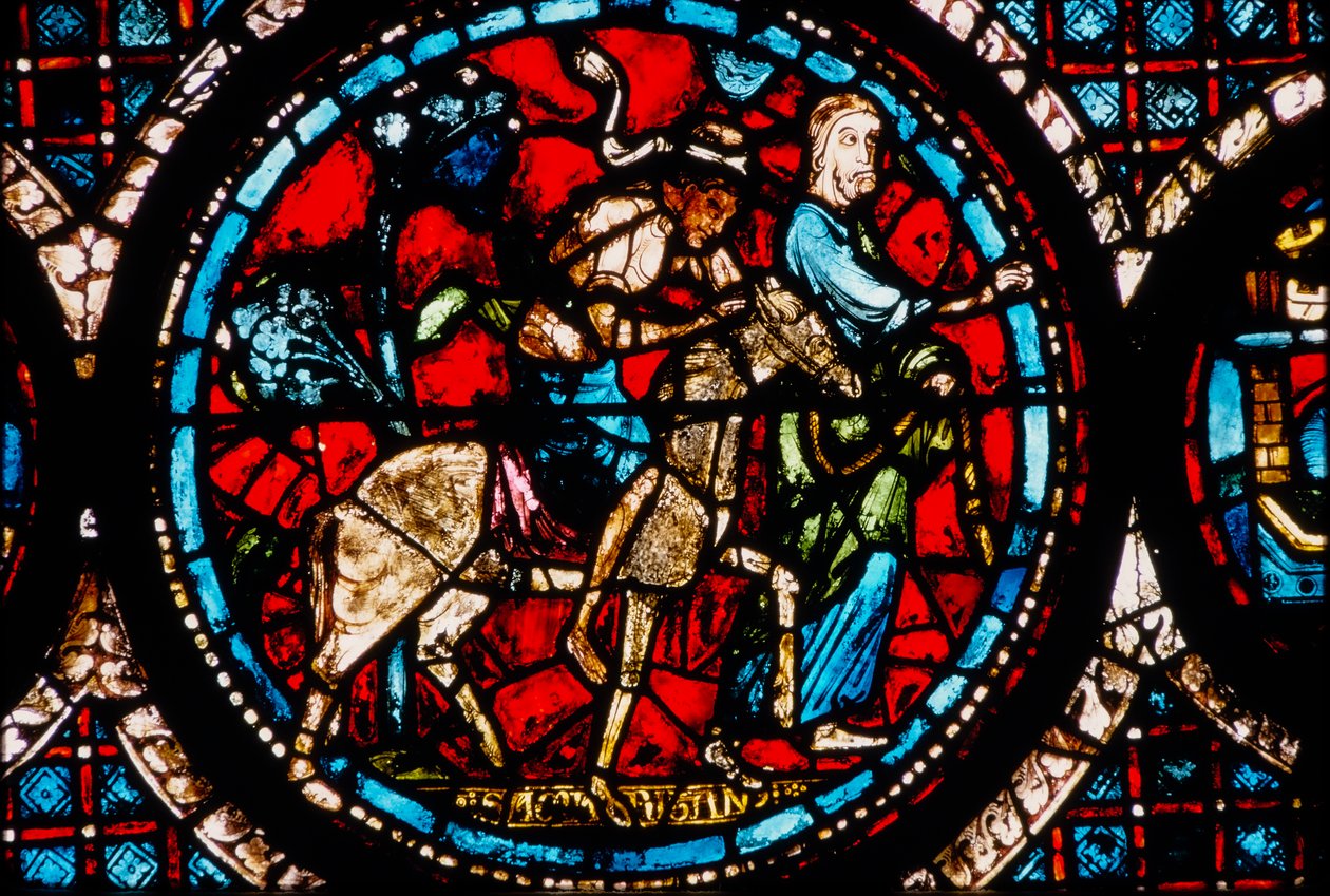 Cattedrale di Chartres, vetrata raffigurante la vetrata circolare del Buon Samaritano da French School