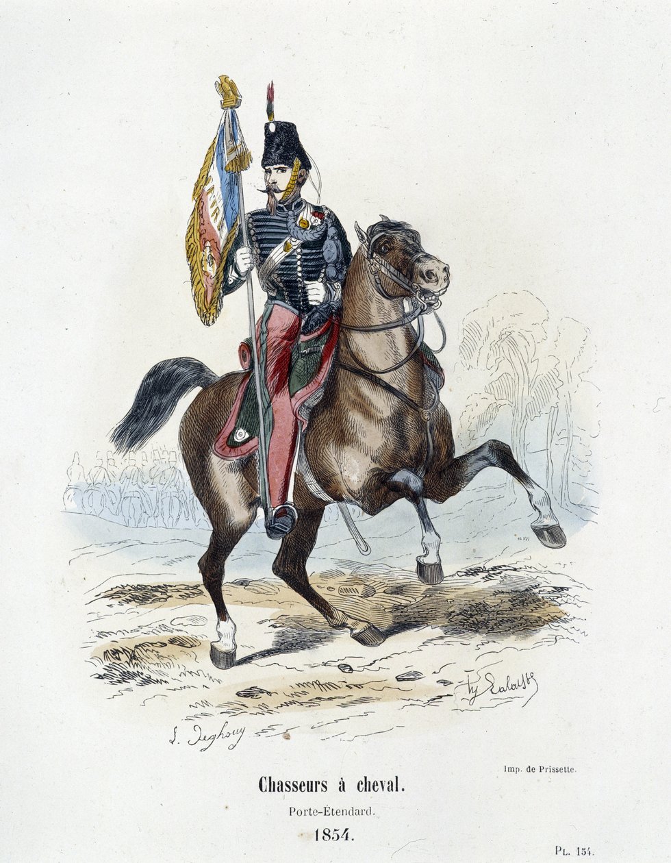 Cacciatori a cavallo: Porta - Stendardo nel 1854 - in “Histoire de l