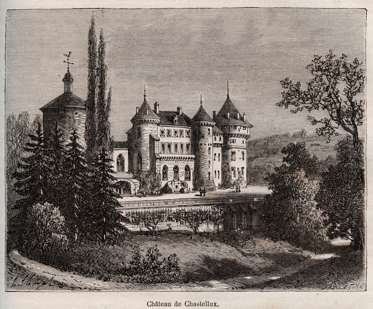 Castello di Chastellux - Chastellux sur Cure, Borgogna - incisione in 