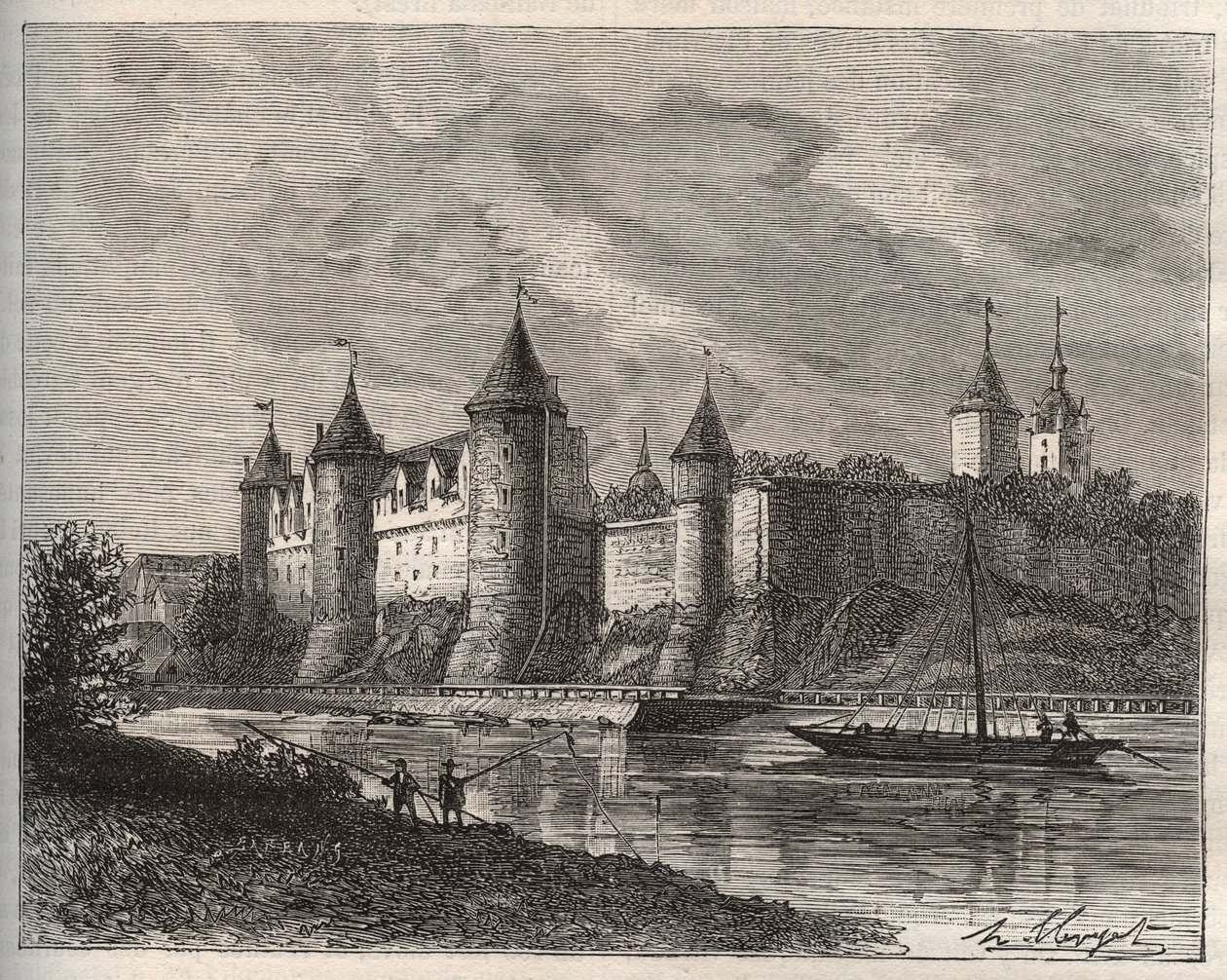 Chateau de Josselin - Morbihan in Bretagna - incisione in 