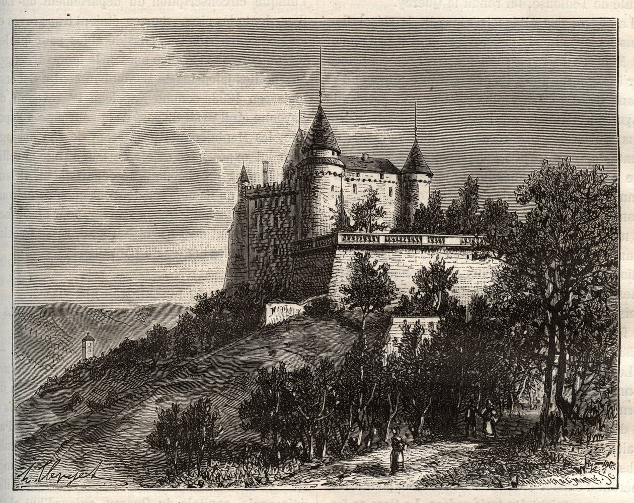Castello di Mercues - Cahors - incisione in "La Francia illustrata: geografia, storia, amministrazione statistica" di V.A. Malt-Brown. 1884 da French School