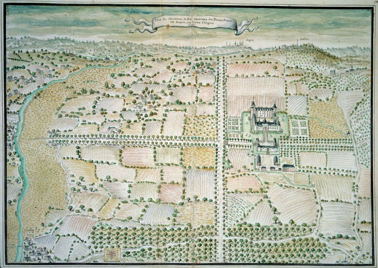 Castelli della Loira: Veduta del castello di Plessis Bourre da French School