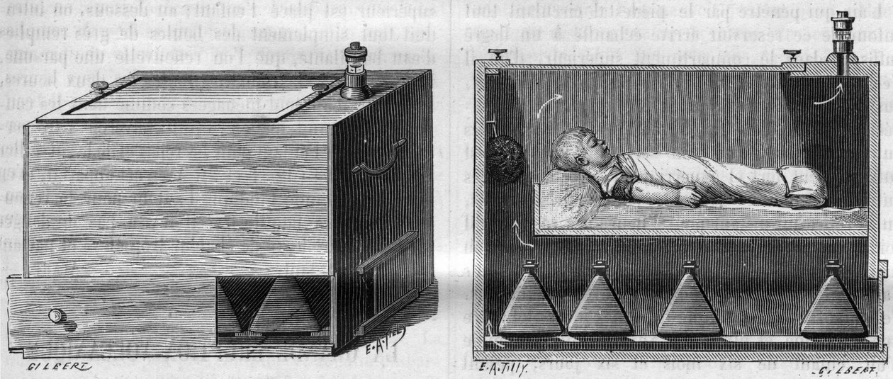 Incubatrice per bambini del Dr. Alfred Auvard (1855-1940), secondo l