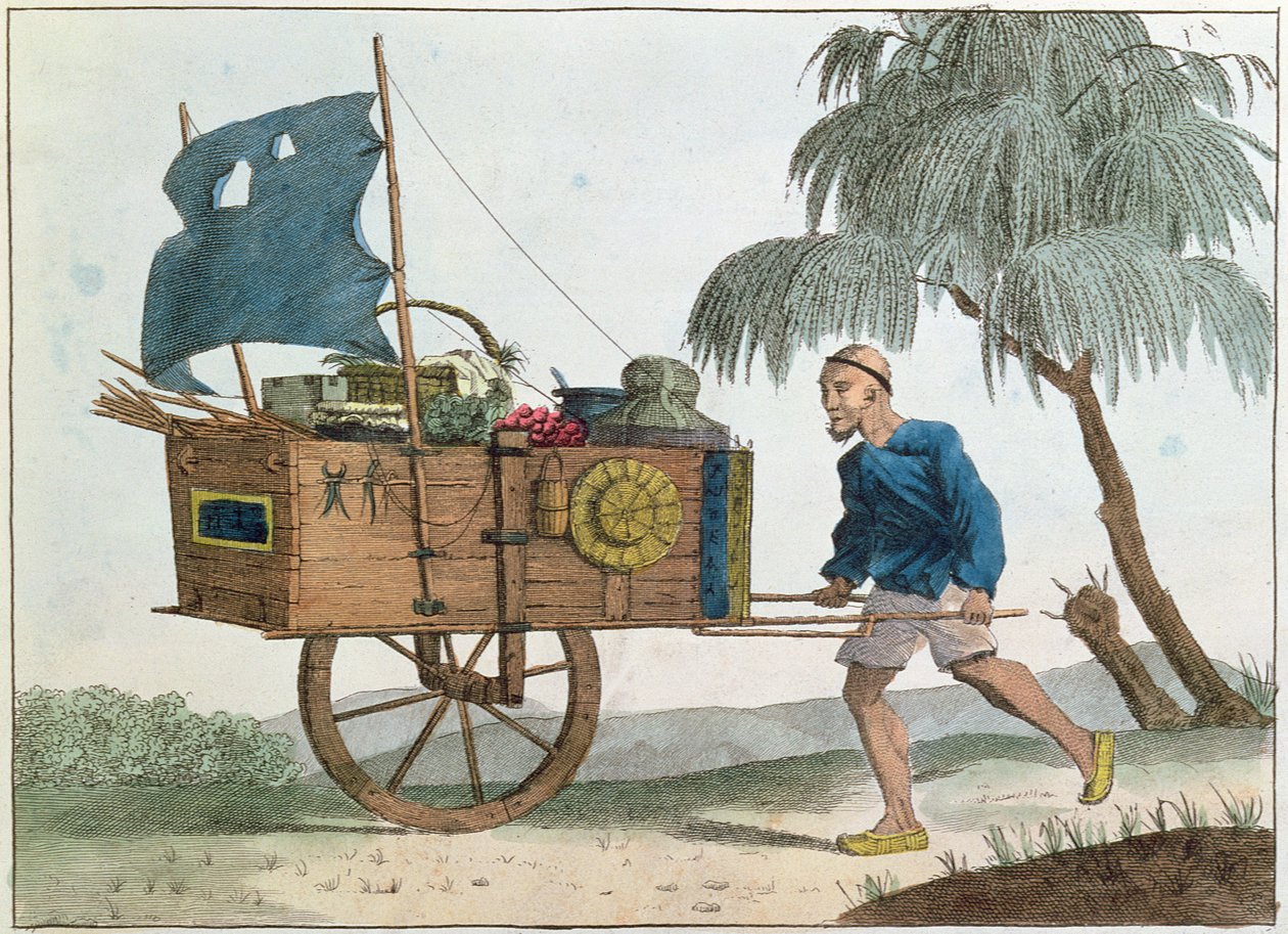 Contadino cinese con una carriola a vela, 1811 da French School