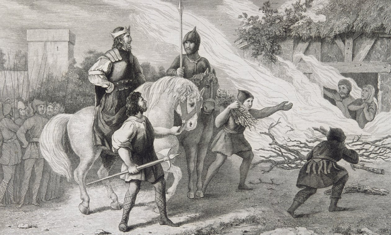 Clotario I (497-561) brucia il figlio ribelle e la famiglia, da 