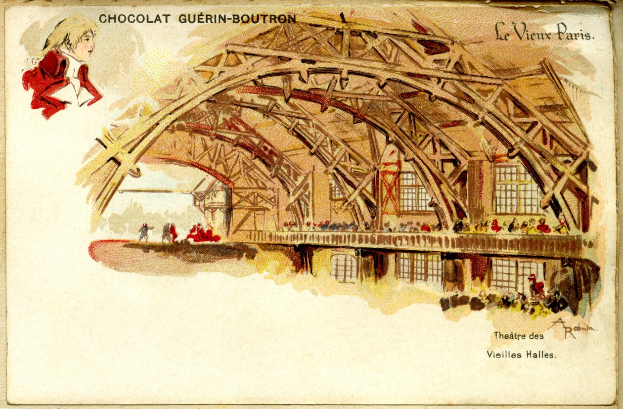 Cioccolato Cromolitografia Guerin Boutron, I VECCHI PARIGI, Théâtre des Vieilles halles da French School