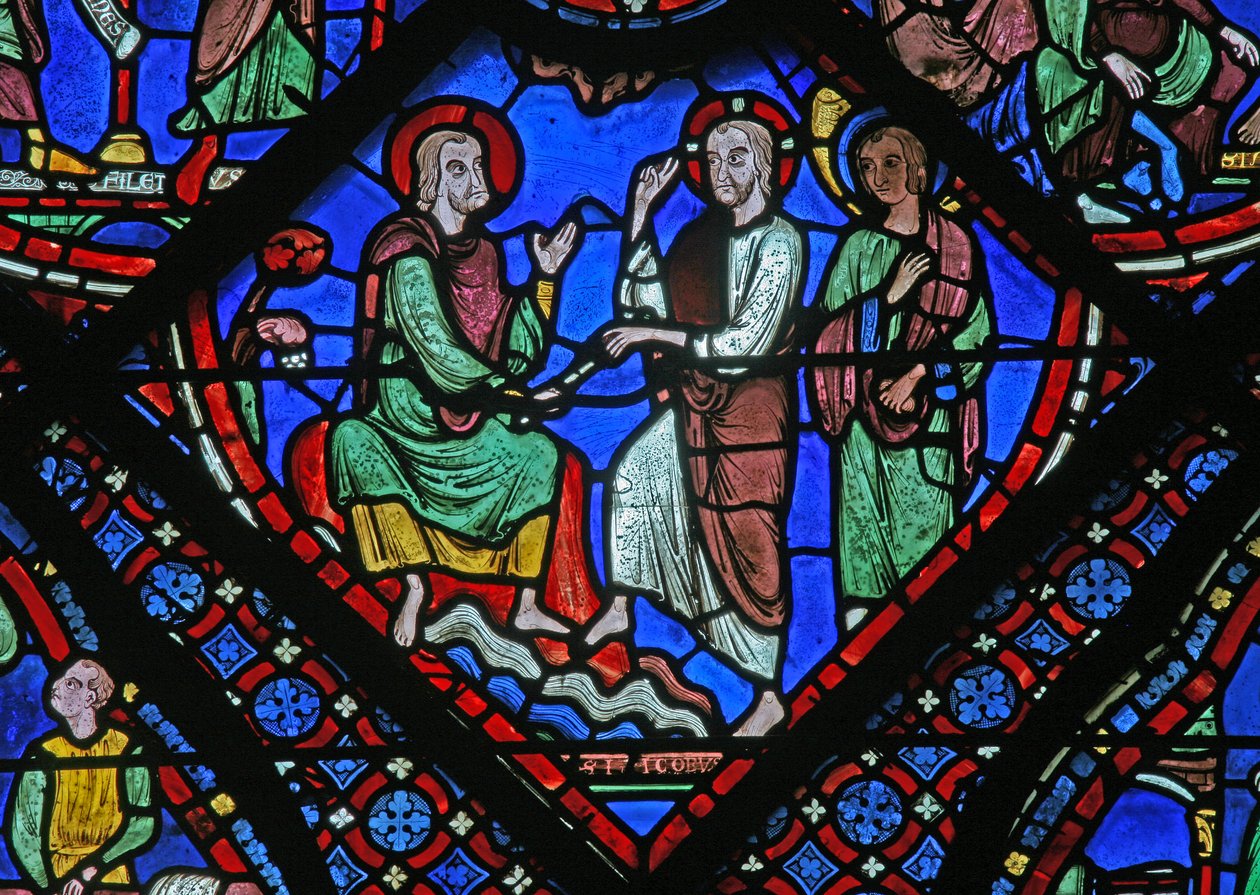 Cristo dà a San Giacomo il suo bastone di autorità (dettaglio) da French School