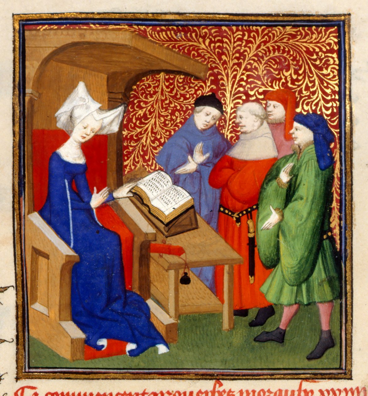 Christine che istruisce, MS Harley 4431, f.259v, Francia, c.1410-14 da French School